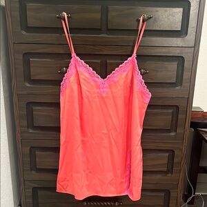 Victoria’s Secret Orange and Pink Lace Trim Chemise